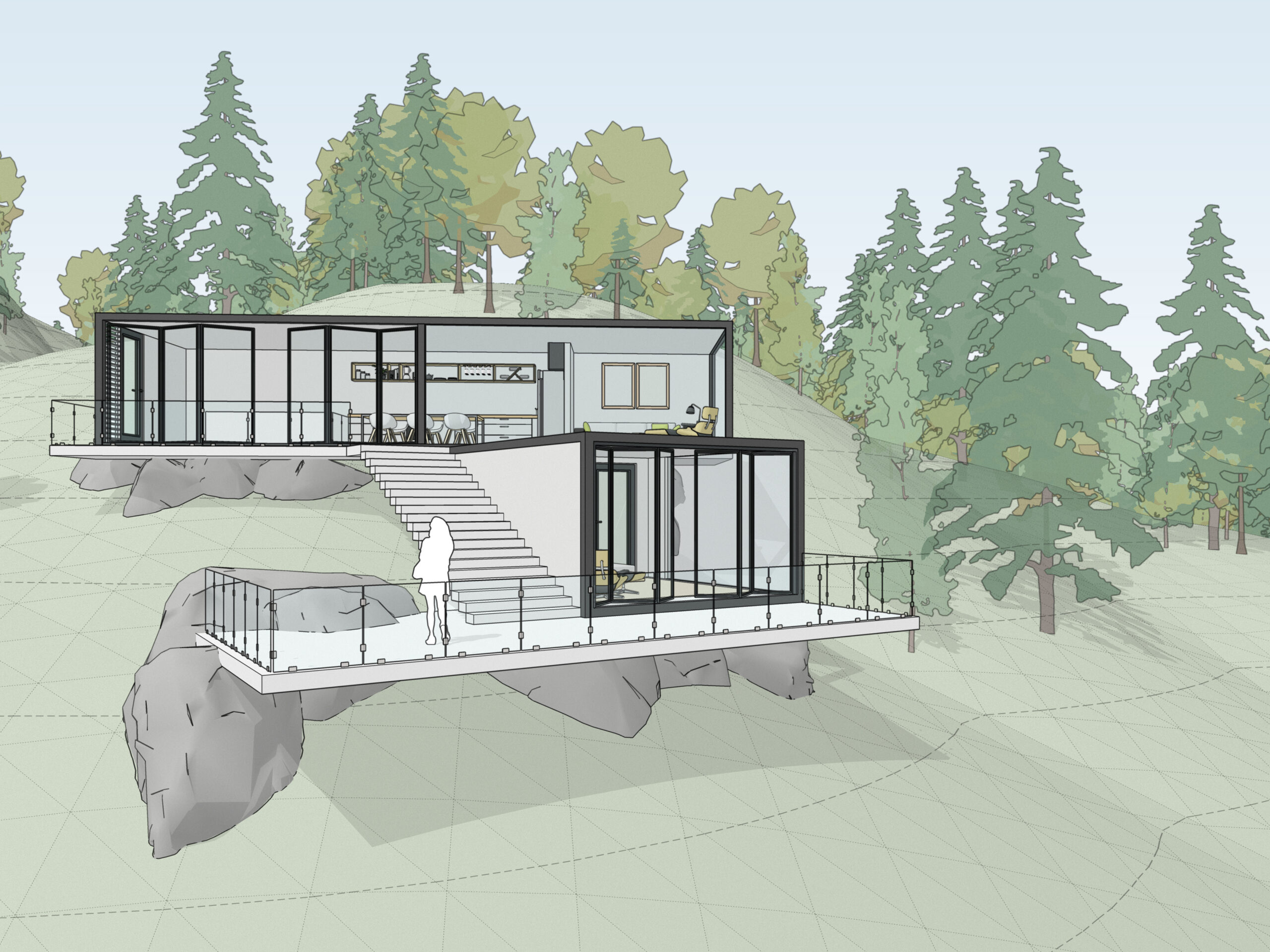 现代住宅景观-sketchup模型_sketchup模型库_建E室内设计网!